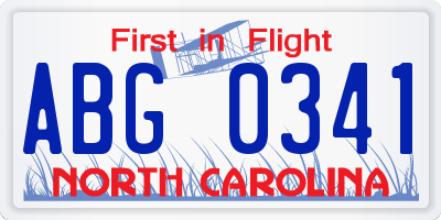NC license plate ABG0341