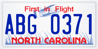 NC license plate ABG0371