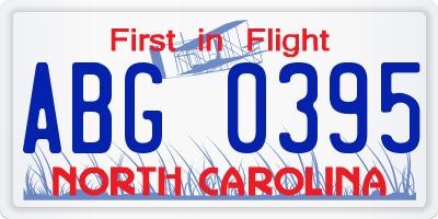 NC license plate ABG0395