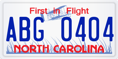 NC license plate ABG0404