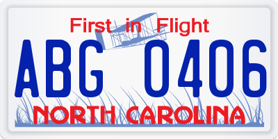 NC license plate ABG0406