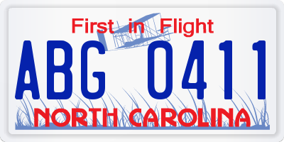 NC license plate ABG0411
