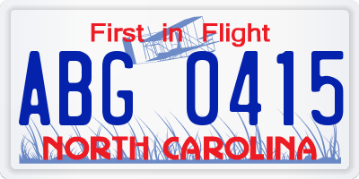 NC license plate ABG0415