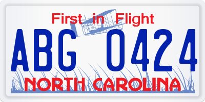 NC license plate ABG0424