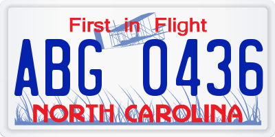 NC license plate ABG0436