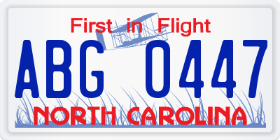 NC license plate ABG0447