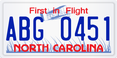 NC license plate ABG0451