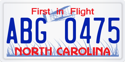 NC license plate ABG0475