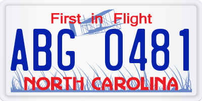 NC license plate ABG0481