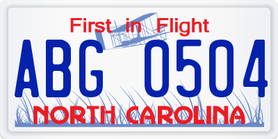 NC license plate ABG0504
