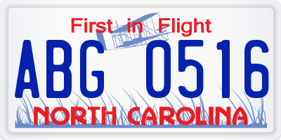 NC license plate ABG0516