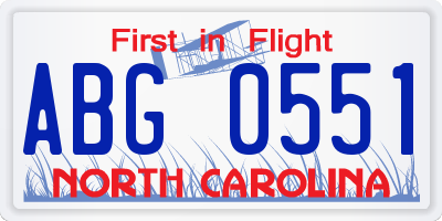 NC license plate ABG0551
