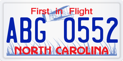 NC license plate ABG0552