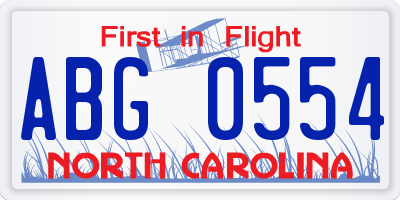NC license plate ABG0554