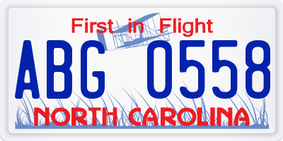 NC license plate ABG0558