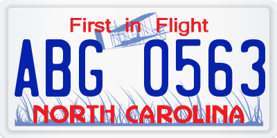 NC license plate ABG0563