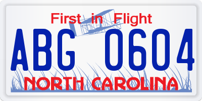 NC license plate ABG0604