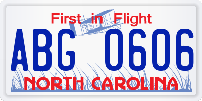 NC license plate ABG0606