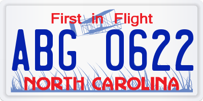 NC license plate ABG0622