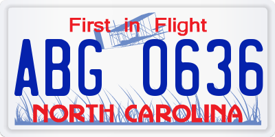 NC license plate ABG0636