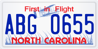 NC license plate ABG0655