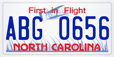 NC license plate ABG0656
