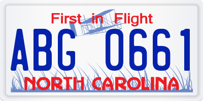 NC license plate ABG0661
