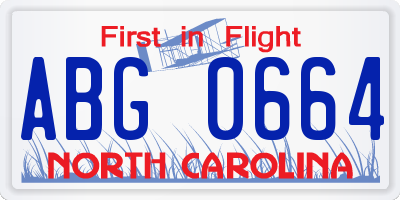 NC license plate ABG0664