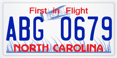 NC license plate ABG0679