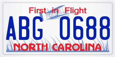 NC license plate ABG0688