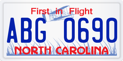 NC license plate ABG0690