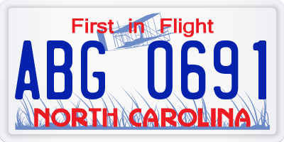 NC license plate ABG0691