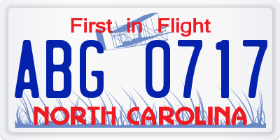 NC license plate ABG0717