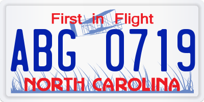 NC license plate ABG0719
