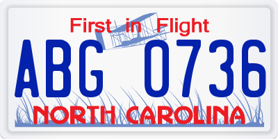 NC license plate ABG0736
