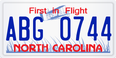 NC license plate ABG0744