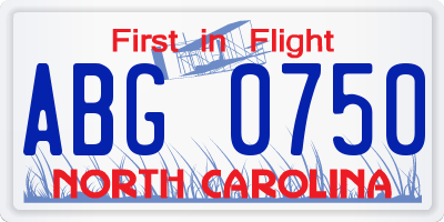 NC license plate ABG0750