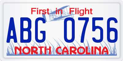 NC license plate ABG0756
