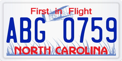 NC license plate ABG0759