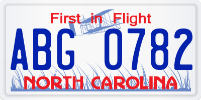 NC license plate ABG0782