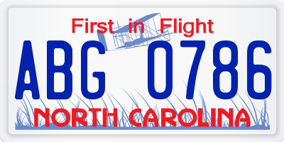 NC license plate ABG0786