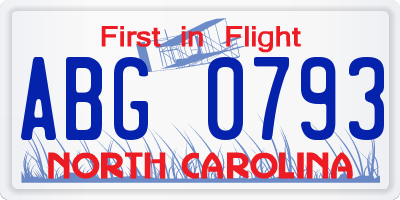 NC license plate ABG0793