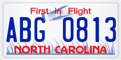 NC license plate ABG0813