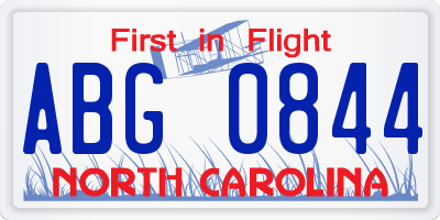NC license plate ABG0844