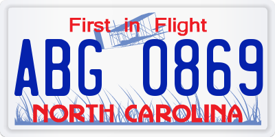 NC license plate ABG0869