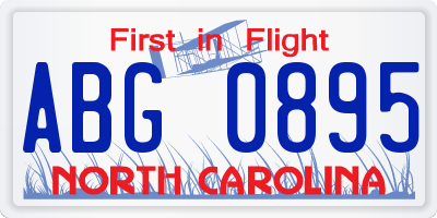 NC license plate ABG0895