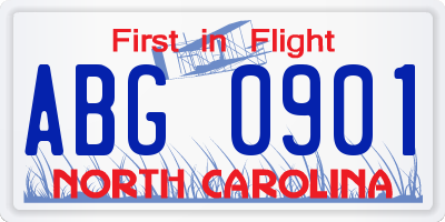 NC license plate ABG0901