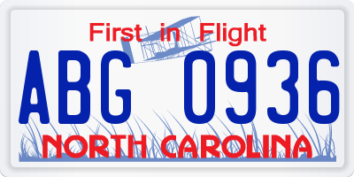 NC license plate ABG0936