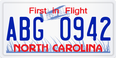 NC license plate ABG0942