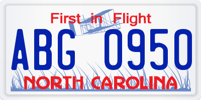NC license plate ABG0950